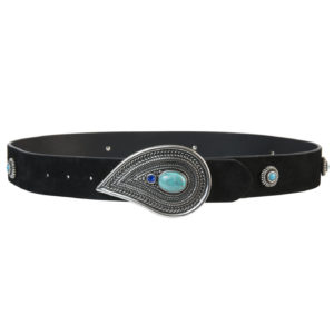 Cintura in pelle nera - turquoise buckle belt-black